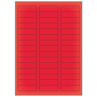 A4-45 rød neon, 45 Utstansede etiketter/ark, 58,0 x 17,8 mm, 100 ark - A-4 etiketter rød neon