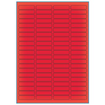 A4-84 rød neon, 84 Utstansede etiketter/ark, 46,0 x 11,1 mm, 100 ark - A-4 etiketter rød neon