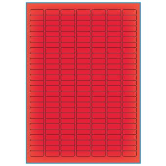 A4-189 rød neon, 189 Utstansede etiketter/ark, 25,4 x 10,0 mm, 100 ark - A-4 etiketter rød neon