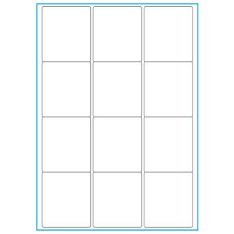 A4-12, 12 Utstansede etiketter/ark, 63,5 x 72,0 mm, hvit matt, 100 ark - 