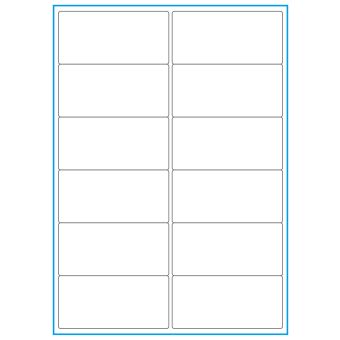 A4-12 smal, 12 Utstansede etiketter/ark, 99,1 x 47,5 mm, hvit matt, 100 ark - 