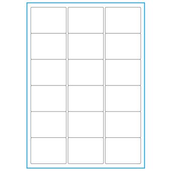 A4-18, 18 Utstansede etiketter/ark, 63,5 x 46,6 mm, hvit matt, 100 ark - A-4 etiketter, hvit matt