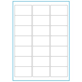 A4-21, 21 Utstansede etiketter/ark, 63,5 x 38,1 mm, hvit matt, 100 ark - A-4 etiketter, hvit matt