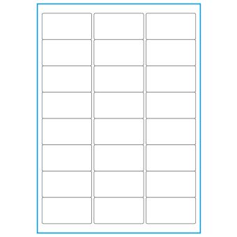 A4-24, 24 Utstansede etiketter/ark, 64,0 x 33,9 mm, hvit matt, 100 ark - A-4 etiketter, hvit matt
