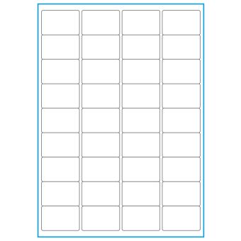 A4-36, 36 Utstansede etiketter/ark, 48,0 x 31,0 mm, hvit matt, 100 ark - A-4 etiketter, hvit matt
