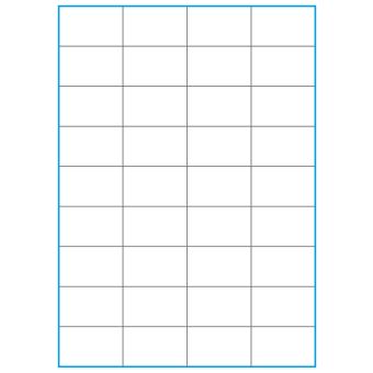 A4-36 slids, 36 Utstansede etiketter/ark, 52,5 x 32,8 mm, hvit matt, 100 ark - A-4 etiketter, hvit matt