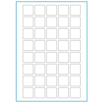 A4-40 kvad., 40 Utstansede etiketter/ark, 30,0 x 30,0 mm, hvit matt, 100 ark - A-4 etiketter, hvit matt