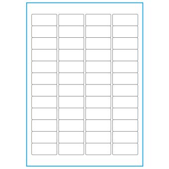 A4-48, 48 Utstansede etiketter/ark, 45,7 x 21,2 mm, hvit matt, 100 ark - A-4 etiketter, hvit matt
