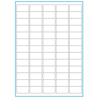 A4-65, 65 Utstansede etiketter/ark, 38,1 x 21,2 mm, hvit matt, 100 ark - A-4 etiketter, hvit matt