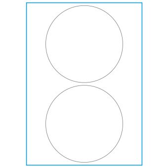 A4-Ø140, 2 Utstansede etiketter/ark, Ø140 mm, hvit matt, 100 ark - 
