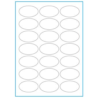 A4-21 oval, 21 Utstansede etiketter/ark, 60,0 x 35,0 mm, hvit matt, 100 ark - A-4 etiketter, hvit matt