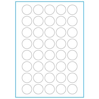 A4-Ø30, 40 Utstansede etiketter/ark, Ø30 mm, hvit matt, 100 ark - 