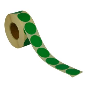 Rund etikett, Ø32, grønn, permanent lim, 1000 stk. - Runde farvede etiketter