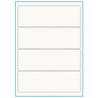 A4-4 smal, 100% resirkulert 4 Utstansede etiketter/ark, 195,0 x 65,0 mm, off-white / matt, 75 ark - Etiketter i ark for skrivere