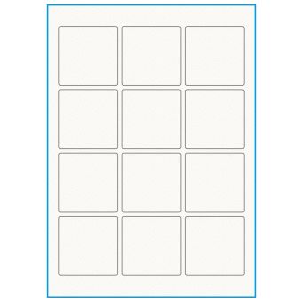 A4-12 kvad., 100% resirkulert 12 Utstansede etiketter/ark, 60,0 x 60,0 mm, off-white / matt, 75 ark - Etiketter i ark for skrivere