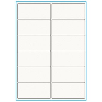 A4-12 smal, 100% resirkulert 12 Utstansede etiketter/ark, 99,1 x 47,5 mm, off-white / matt, 75 ark - Etiketter i ark for skrivere