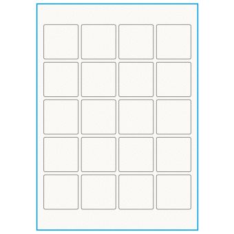 A4-20 kvad., 100% resirkulert 20 Utstansede etiketter/ark, 45,0 x 45,0 mm, off-white / matt, 75 ark - Etiketter i ark for skrivere