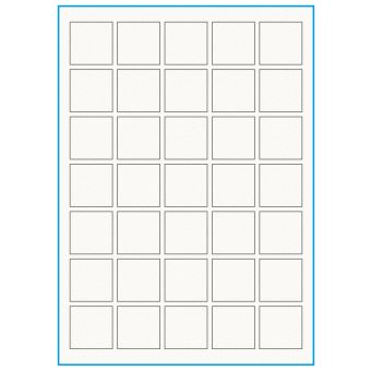 A4-35 kvad., 100% resirkulert 35 Utstansede etiketter/ark, 35,0 x 35,0 mm, off-white / matt, 75 ark - Etiketter i ark for skrivere
