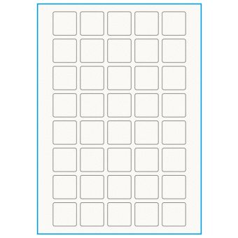 A4-40 kvad., 100% resirkulert 40 Utstansede etiketter/ark, 30,0 x 30,0 mm, off-white / matt, 75 ark - Etiketter i ark for skrivere