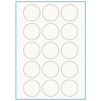 A4-Ø50, 100% resirkulert 15 Utstansede etiketter/ark, Ø50 mm, off-white / matt, 75 ark - 