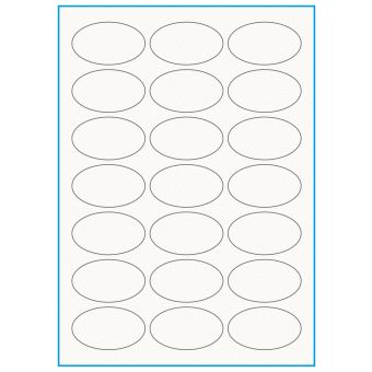 A4-21 ovale, 100% resirkulert 21 Utstansede etiketter/ark, Oval 60,0 x 35,0 mm, off-white / matt, 75 ark - Etiketter i ark for skrivere