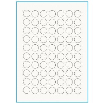 A4-Ø20, 100% resirkulert 70 Utstansede etiketter/ark, Ø20 mm, off-white / matt, 75 ark - 