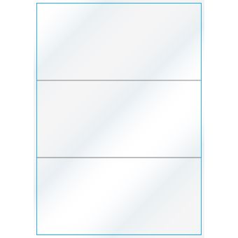 A4-3 slids, 3 Utstansede etiketter/ark, 210,0 x 98,4 mm, hvit/gloss, 100 ark - Etiketter i ark for skrivere