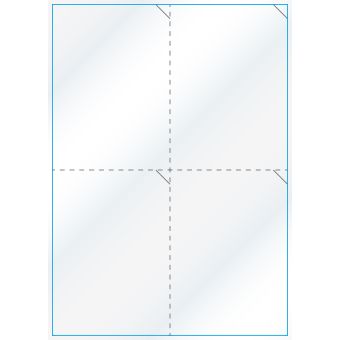 A4-4 perf., 4 Utstansede etiketter/ark, 105,0 x 147,6 mm, hvit/gloss, 100 ark - A-4 etiketter, hvit gloss