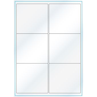 A4-6, 6 Utstansede etiketter/ark, 99,1 x 93,1 mm, hvit/gloss, 100 ark - A-4 etiketter, hvit gloss