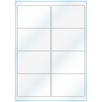 A4-8, 8 Utstansede etiketter/ark, 99,1 x 67,7 mm, hvit/gloss, 100 ark - A-4 etiketter, hvit gloss