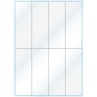 A4-8-smal slids, 8 Utstansede etiketter/ark, 52,5 x 147,6 mm, hvit/gloss, 100 ark - A-4 etiketter, hvit gloss