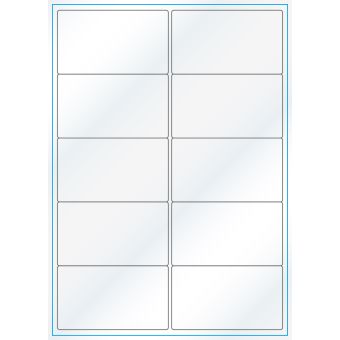 A4-10, 10 Utstansede etiketter/ark, 99,1 x 57,0 mm, hvit/gloss, 100 ark - A-4 etiketter, hvit gloss