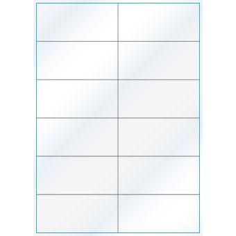 A4-12-smal slids, 12 Utstansede etiketter/ark, 105,0 x 49,2 mm, hvit/gloss, 100 ark - A-4 etiketter, hvit gloss