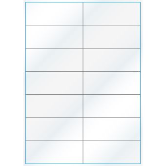 A4-14 slids, 14 Utstansede etiketter/ark, 105,0 x 42,2 mm, hvit/gloss, 100 ark - A-4 etiketter, hvit gloss