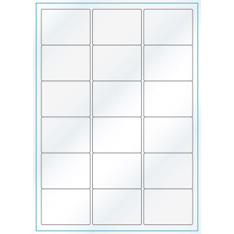 A4-18, 18 Utstansede etiketter/ark, 63,5 x 46,6 mm, hvit/gloss, 100 ark - A-4 etiketter, hvit gloss