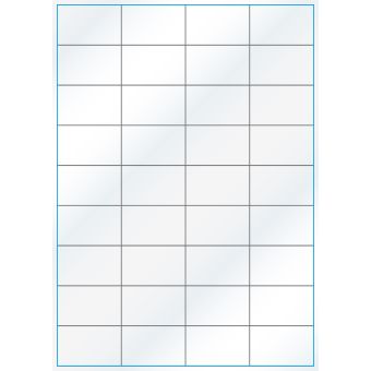 A4-36 slids, 36 Utstansede etiketter/ark, 52,5 x 32,8 mm, hvit/gloss, 100 ark - A-4 etiketter, hvit gloss