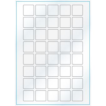 A4-40 kvad., 40 Utstansede etiketter/ark, 30,0 x 30,0 mm, hvit/gloss, 100 ark - A-4 etiketter, hvit gloss