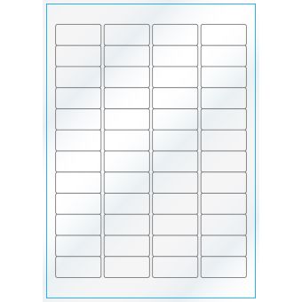 A4-48, 48 Utstansede etiketter/ark, 45,7 x 21,2 mm, hvit/gloss, 100 ark - A-4 etiketter, hvit gloss