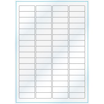 A4-64, 64 Utstansede etiketter/ark, 45,7 x 16,9 mm, hvit/gloss, 100 ark - A-4 etiketter, hvit gloss
