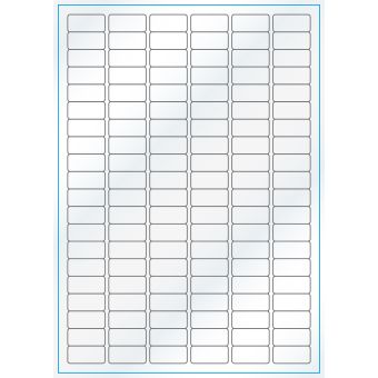 A4-120, 120 Utstansede etiketter/ark, 30,0 x 14,0 mm, hvit/gloss, 100 ark - A-4 etiketter, hvit gloss