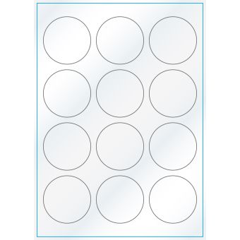 A4-Ø60, 12 Utstansede etiketter/ark, Ø60,0 mm, hvit/gloss, 100 ark - 