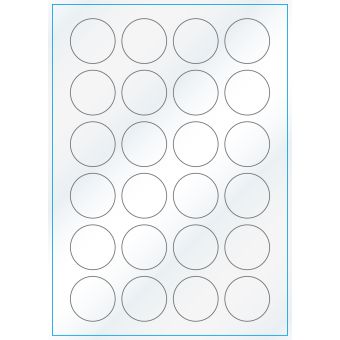 A4-Ø40, 24 Utstansede etiketter/ark, Ø40,0 mm, hvit/gloss, 100 ark - 