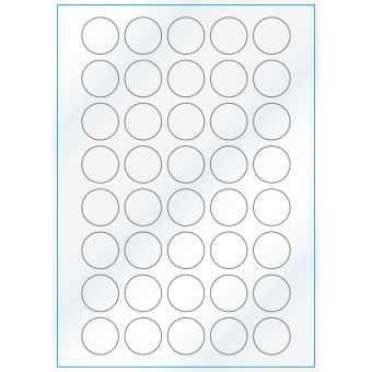 A4-Ø30, 40 Utstansede etiketter/ark, Ø30 mm, hvit/gloss, 100 ark - 