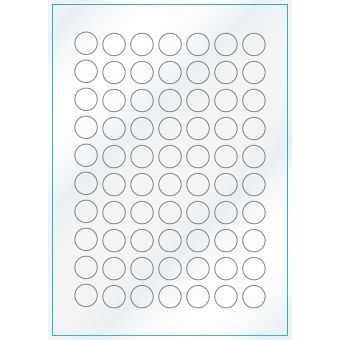 A4-Ø20, 70 Utstansede etiketter/ark, Ø20 mm, hvit/gloss, 100 ark - 
