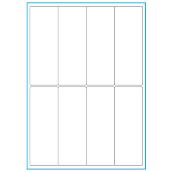 A4-8 smal, 8 utstansede heavy duty etiketter/ark, 50,0 x 140,0 mm,  50 ark - Etiketter i ark for skrivere