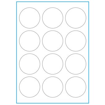 A4-Ø60, 12 Utstansede etiketter/ark, Heavy duty etiketter, Ø60,0 mm, 50 ark - 