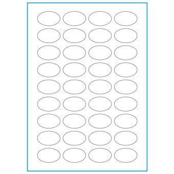 A4-36 ovale, 36 utstansede heavy duty etiketter/ark, 40,0 x 25,0 mm,  50 ark - A-4 etiketter, heavy duty