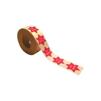 Rød stjerne, hvid tekst: God Jul - Fra alle os, 1000 stk. - Diverse