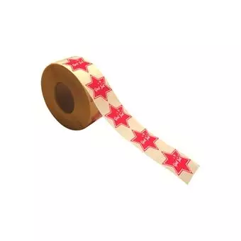 Rød stjerne, hvid tekst: God Jul, 1000 stk. - Diverse