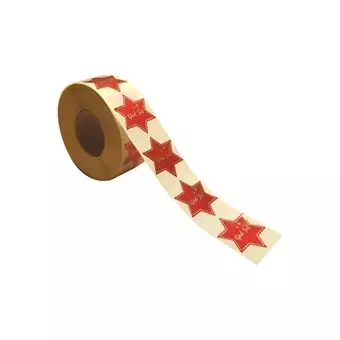 Rød stjerne, guld tekst: God Jul, 1000 stk. - Diverse